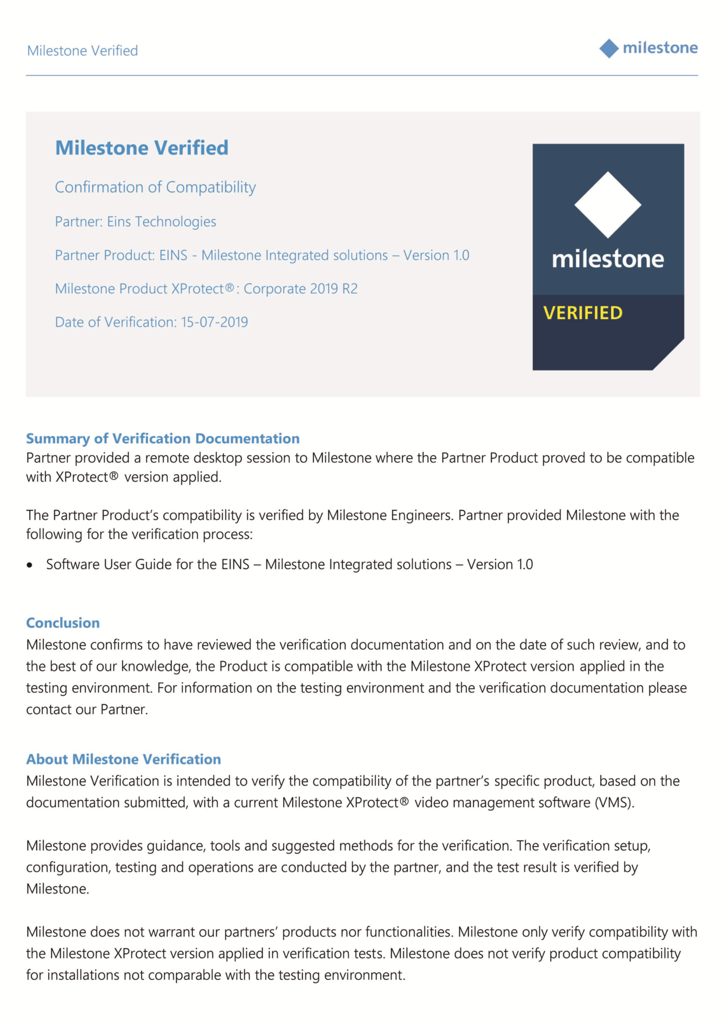 About certifications